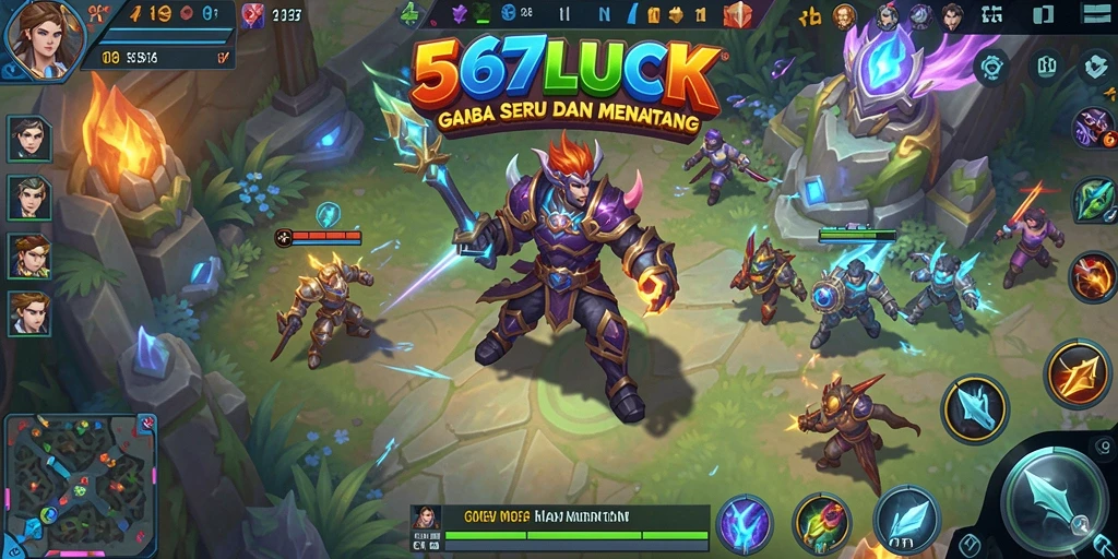 Screenshot gameplay seru 567LUCK di arena MOBA.