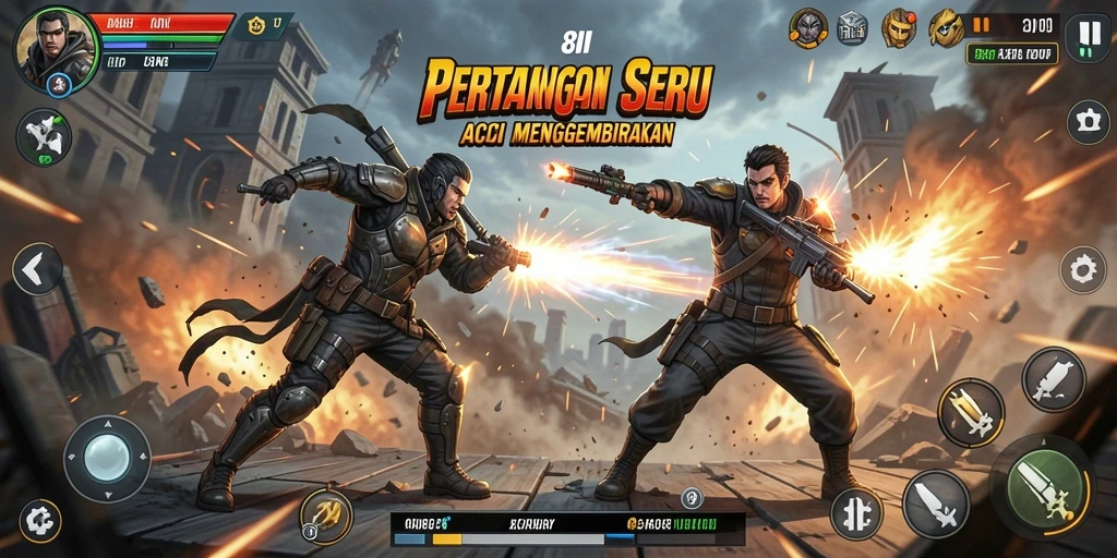 Screenshot gameplay 8II yang menampilkan aksi seru dalam pertarungan.