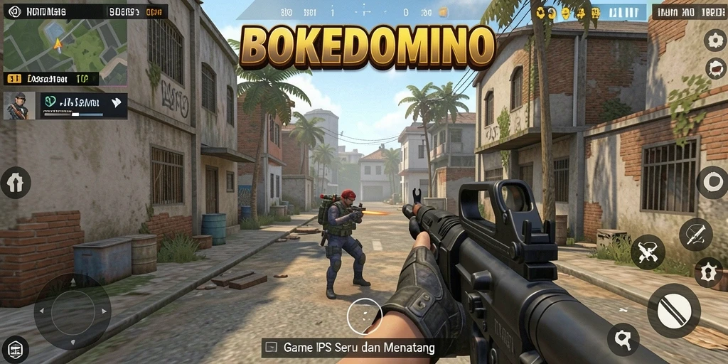 Tampilan gameplay seru dalam BOKEDOMINO saat bertarung melawan lawan.