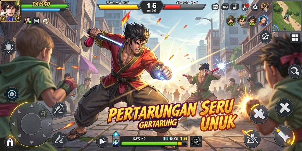 Tampilan pertarungan intens dalam DAYA4D dengan karakter beragam.
