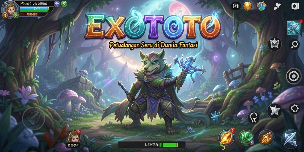 Tampilan aksi seru dalam gameplay RPG EXOTOTO.