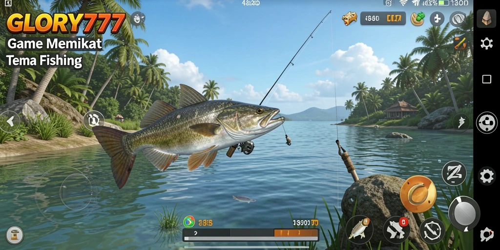 Gameplay menegangkan saat memancing ikan besar di GLORY777.