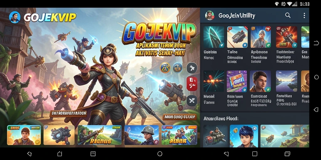 Screenshot utama GOJEKVIP menampilkan tampilan antarmuka pengguna yang intuitif.