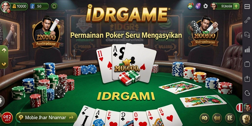 Tampilan menarik dari gameplay Poker di IDRGAME dengan pemain aktif.