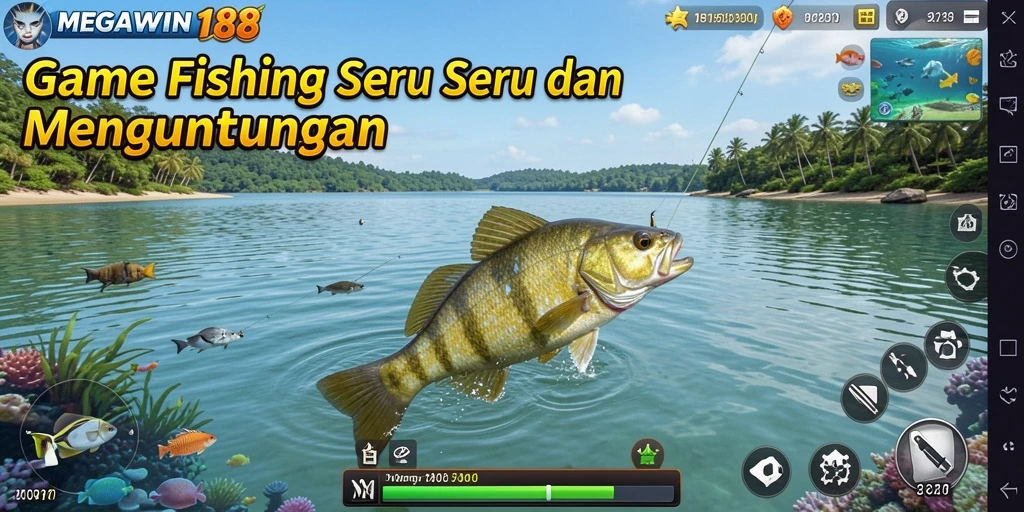 Tampilan gameplay seru dari MEGAWIN188 saat menangkap ikan.