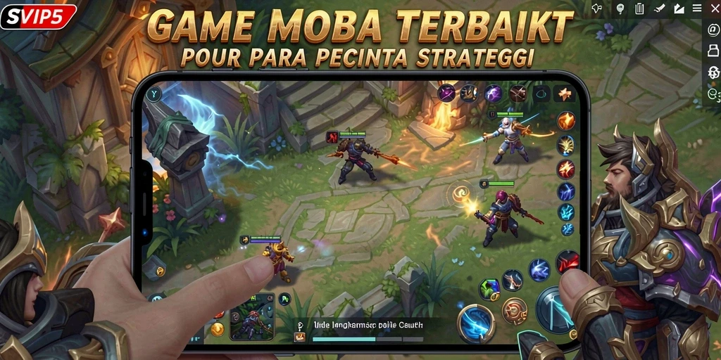 Screenshot menunjukkan aksi intens dalam permainan MOBA SVIP5.