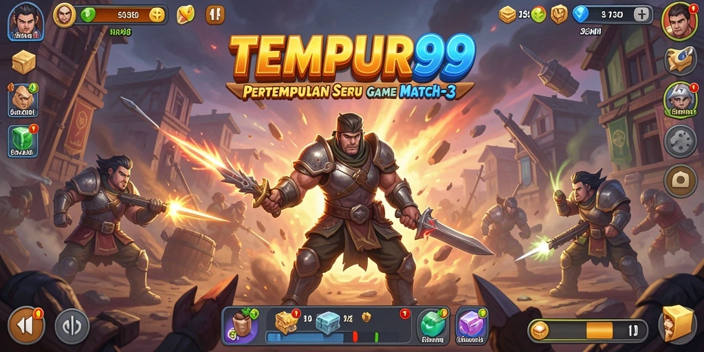Tampilan gameplay <strong>TEMPUR99</strong> yang penuh warna dan seru.