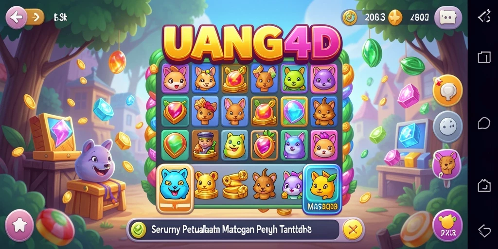 Tampilan gameplay UANG4D dengan level Match-3 yang menantang.