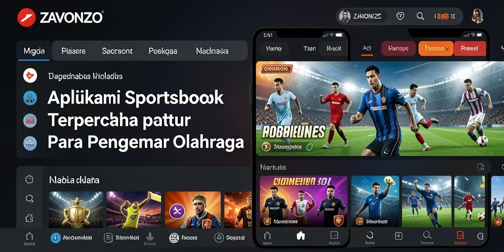 Tampilan utama ZAVONZO dengan berbagai pilihan olahraga.